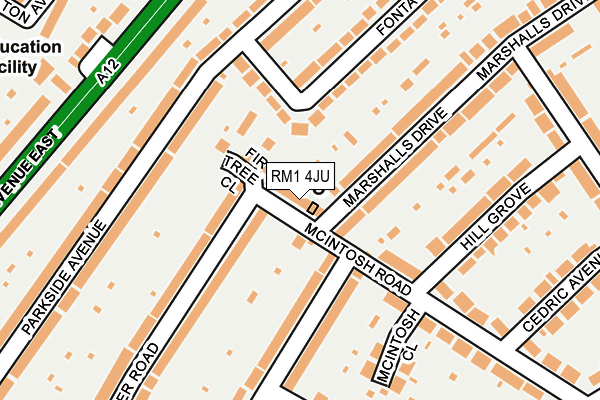 RM1 4JU map - OS OpenMap – Local (Ordnance Survey)