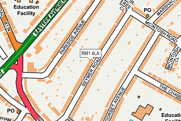 RM1 4LA map - OS OpenMap – Local (Ordnance Survey)