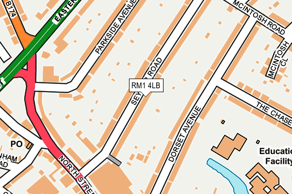 RM1 4LB map - OS OpenMap – Local (Ordnance Survey)