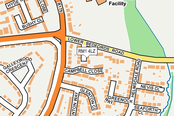 RM1 4LZ map - OS OpenMap – Local (Ordnance Survey)