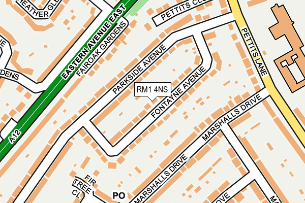 RM1 4NS map - OS OpenMap – Local (Ordnance Survey)