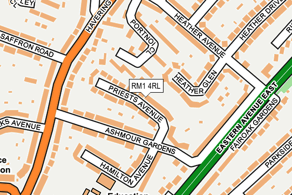 RM1 4RL map - OS OpenMap – Local (Ordnance Survey)