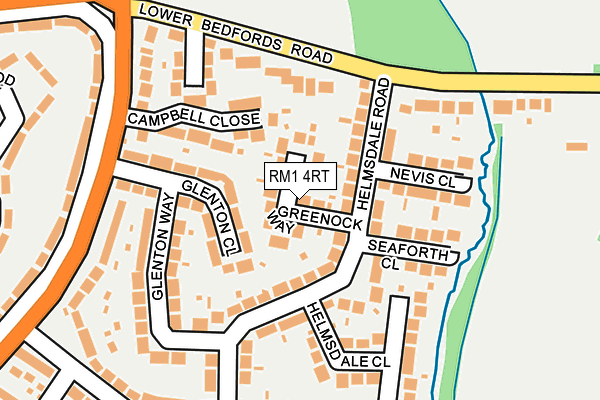RM1 4RT map - OS OpenMap – Local (Ordnance Survey)