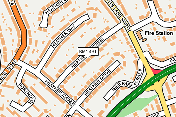 RM1 4ST map - OS OpenMap – Local (Ordnance Survey)