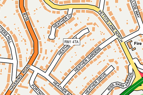 RM1 4TA map - OS OpenMap – Local (Ordnance Survey)