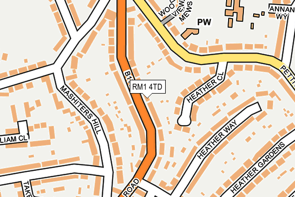 RM1 4TD map - OS OpenMap – Local (Ordnance Survey)