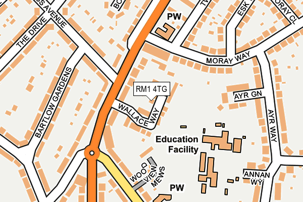 RM1 4TG map - OS OpenMap – Local (Ordnance Survey)