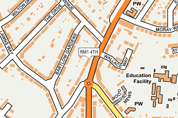RM1 4TH map - OS OpenMap – Local (Ordnance Survey)