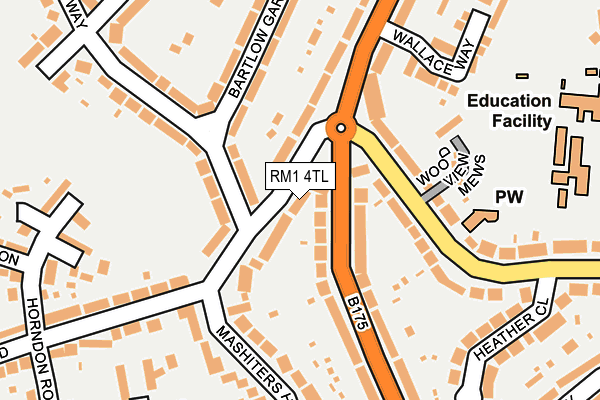 RM1 4TL map - OS OpenMap – Local (Ordnance Survey)