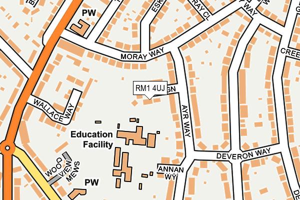 RM1 4UJ map - OS OpenMap – Local (Ordnance Survey)