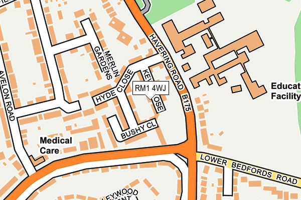 RM1 4WJ map - OS OpenMap – Local (Ordnance Survey)