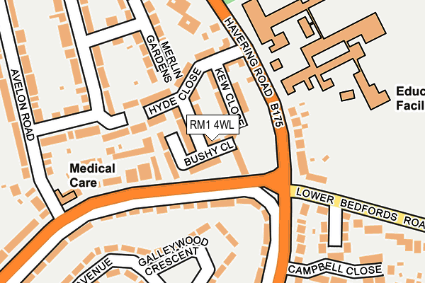 RM1 4WL map - OS OpenMap – Local (Ordnance Survey)