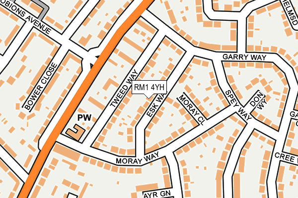 RM1 4YH map - OS OpenMap – Local (Ordnance Survey)