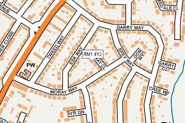 RM1 4YJ map - OS OpenMap – Local (Ordnance Survey)