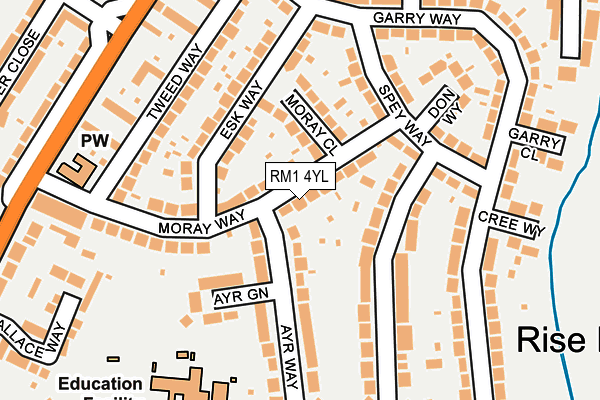 RM1 4YL map - OS OpenMap – Local (Ordnance Survey)