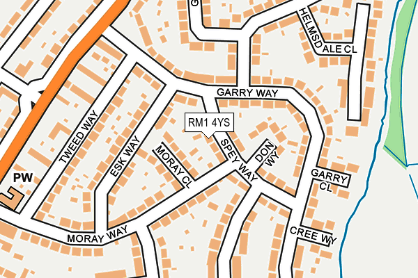 RM1 4YS map - OS OpenMap – Local (Ordnance Survey)