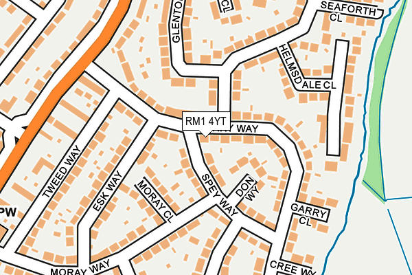 RM1 4YT map - OS OpenMap – Local (Ordnance Survey)