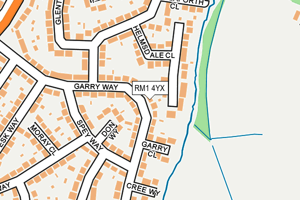RM1 4YX map - OS OpenMap – Local (Ordnance Survey)