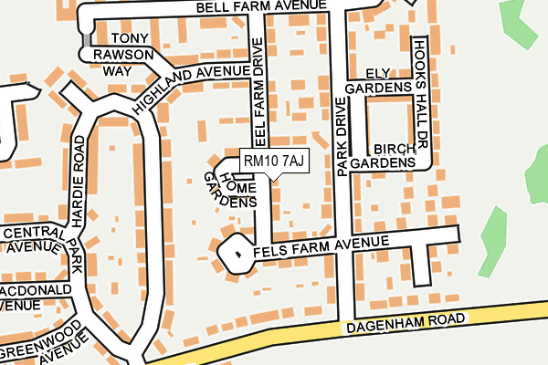 RM10 7AJ map - OS OpenMap – Local (Ordnance Survey)