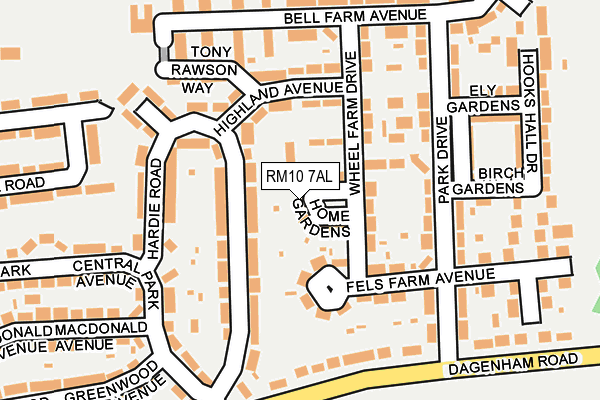 RM10 7AL map - OS OpenMap – Local (Ordnance Survey)