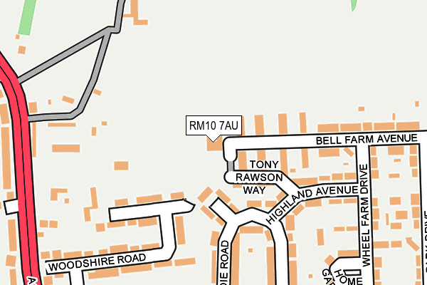RM10 7AU map - OS OpenMap – Local (Ordnance Survey)