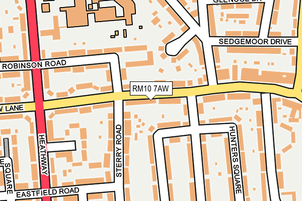 RM10 7AW map - OS OpenMap – Local (Ordnance Survey)