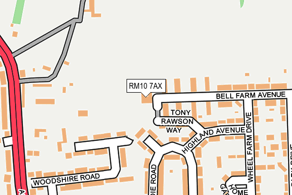 RM10 7AX map - OS OpenMap – Local (Ordnance Survey)