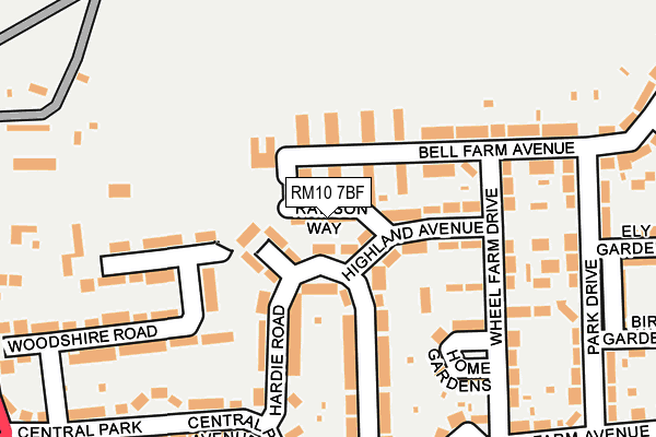 RM10 7BF map - OS OpenMap – Local (Ordnance Survey)