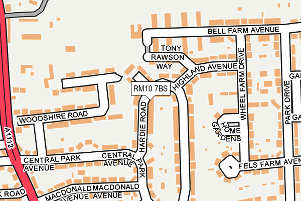 RM10 7BS map - OS OpenMap – Local (Ordnance Survey)