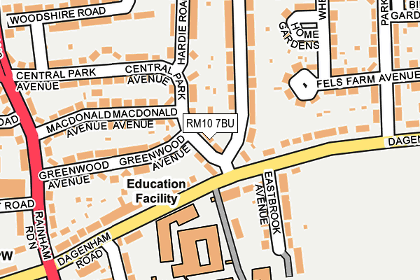 RM10 7BU map - OS OpenMap – Local (Ordnance Survey)