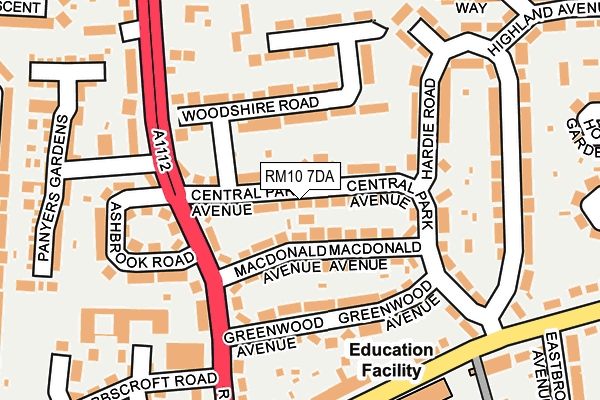 RM10 7DA map - OS OpenMap – Local (Ordnance Survey)