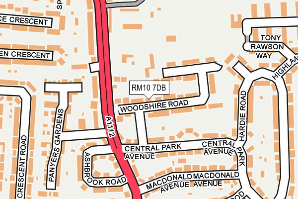 RM10 7DB map - OS OpenMap – Local (Ordnance Survey)