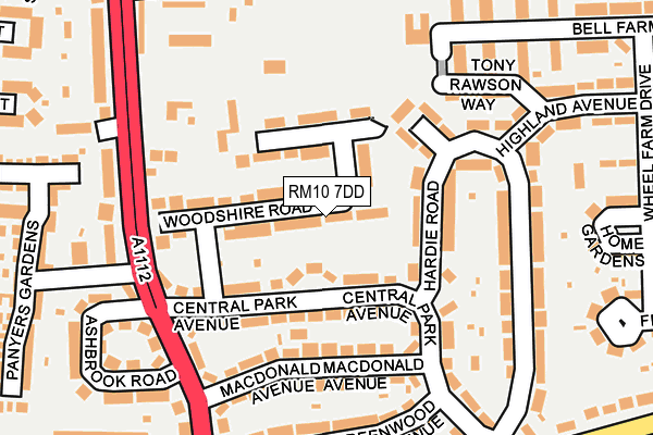 RM10 7DD map - OS OpenMap – Local (Ordnance Survey)