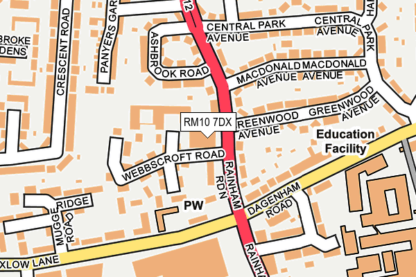 RM10 7DX map - OS OpenMap – Local (Ordnance Survey)