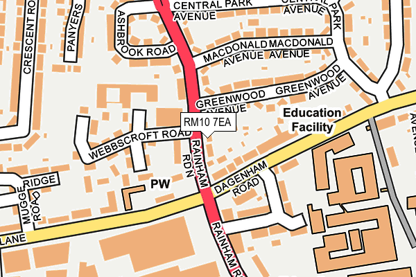 RM10 7EA map - OS OpenMap – Local (Ordnance Survey)