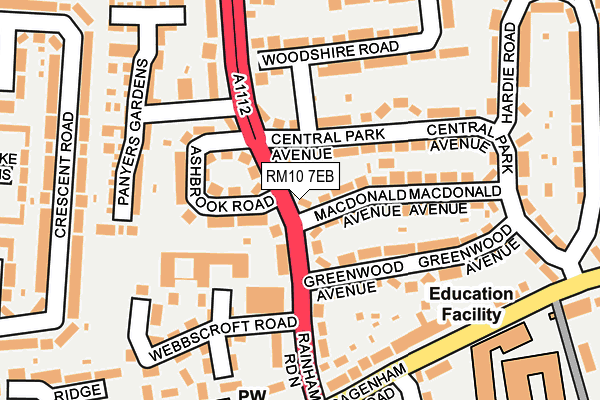 RM10 7EB map - OS OpenMap – Local (Ordnance Survey)