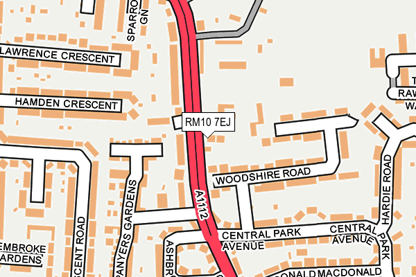 RM10 7EJ map - OS OpenMap – Local (Ordnance Survey)