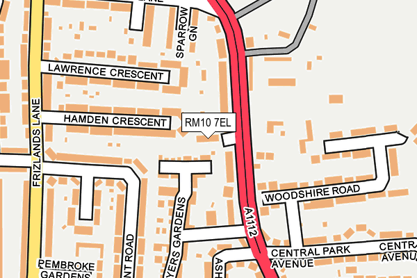 RM10 7EL map - OS OpenMap – Local (Ordnance Survey)