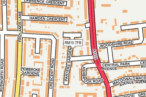 RM10 7FB map - OS OpenMap – Local (Ordnance Survey)