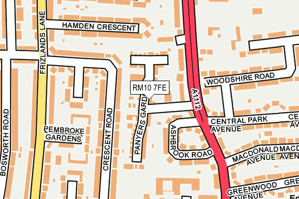 RM10 7FE map - OS OpenMap – Local (Ordnance Survey)