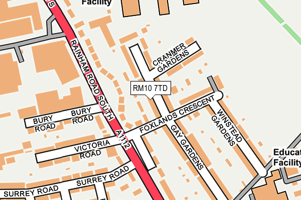 RM10 7TD map - OS OpenMap – Local (Ordnance Survey)