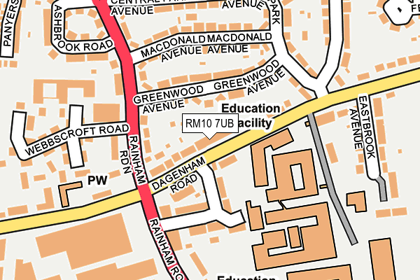 RM10 7UB map - OS OpenMap – Local (Ordnance Survey)