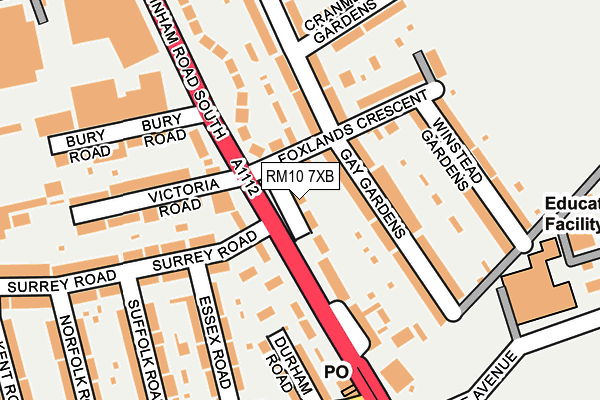 RM10 7XB map - OS OpenMap – Local (Ordnance Survey)