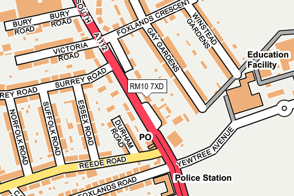 RM10 7XD map - OS OpenMap – Local (Ordnance Survey)