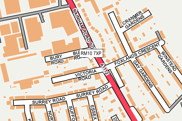RM10 7XP map - OS OpenMap – Local (Ordnance Survey)