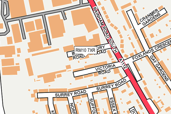 RM10 7XR map - OS OpenMap – Local (Ordnance Survey)