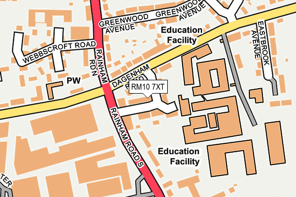 RM10 7XT map - OS OpenMap – Local (Ordnance Survey)