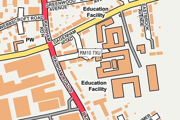 RM10 7XU map - OS OpenMap – Local (Ordnance Survey)