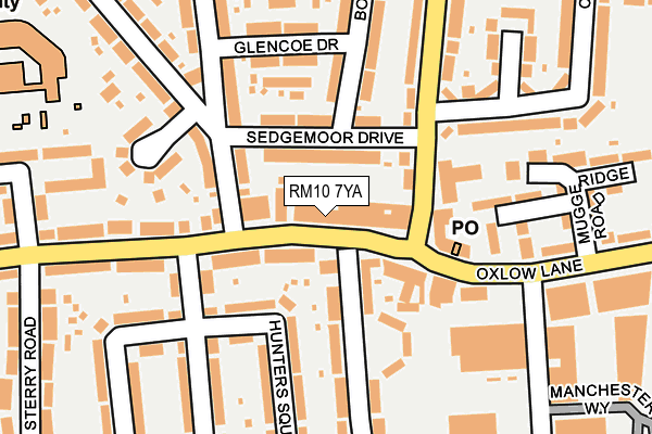 RM10 7YA map - OS OpenMap – Local (Ordnance Survey)