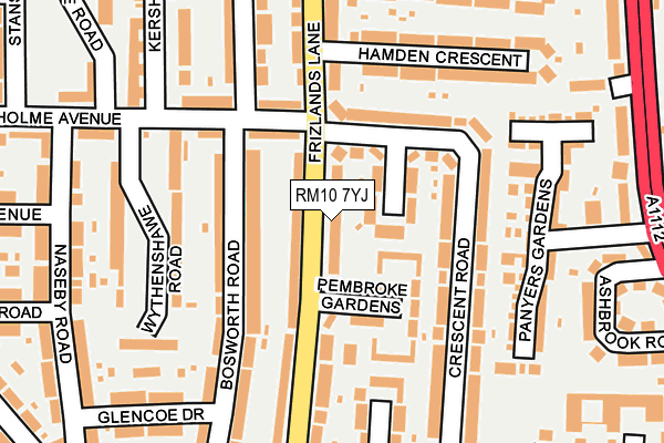 RM10 7YJ map - OS OpenMap – Local (Ordnance Survey)